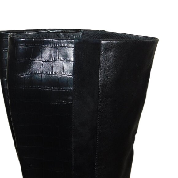 Chelsea & Violet Tall Leather & Suede Boots Size 8 Croc Embossed - Picture 5 of 16
